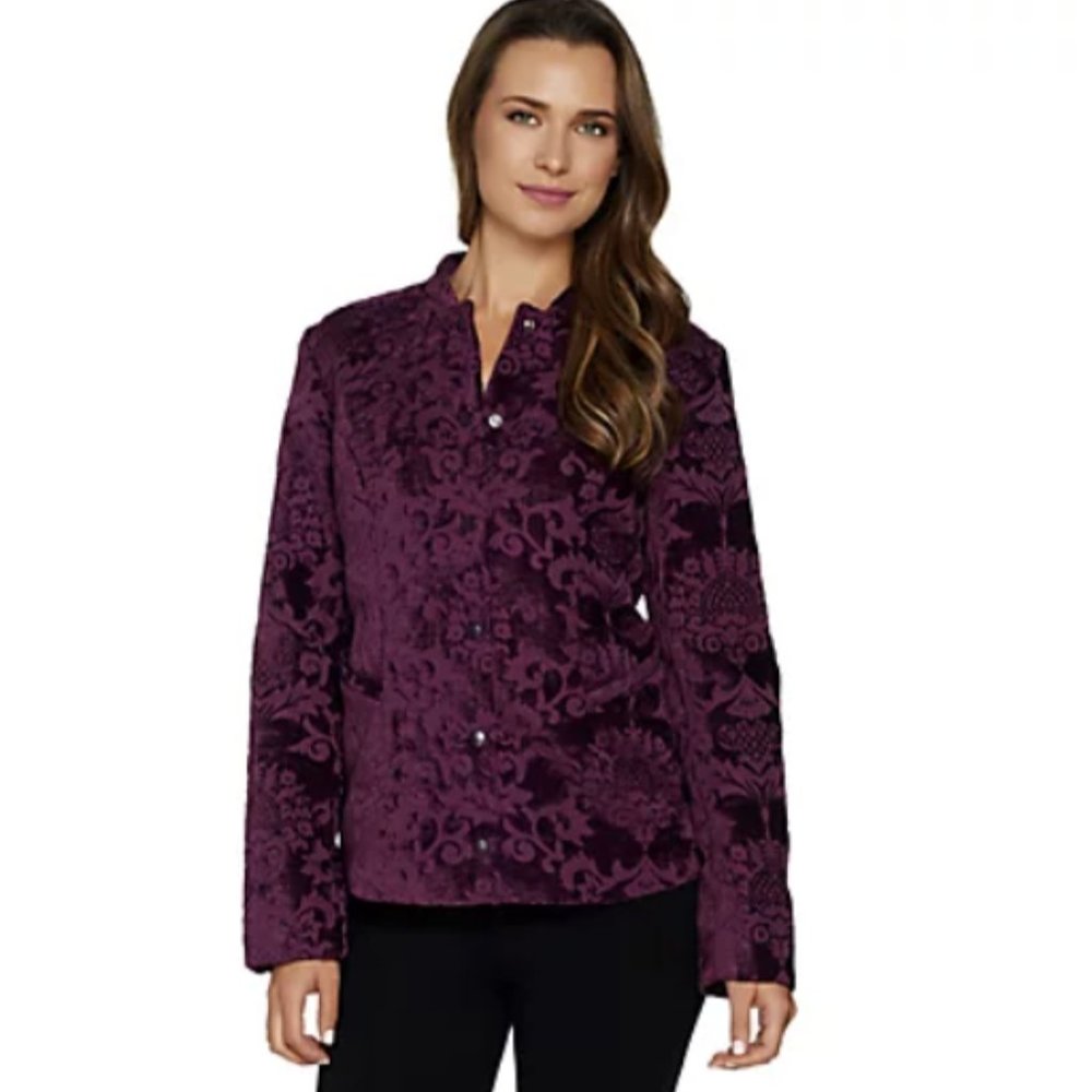 Isaac Mizrahi Live! Velvet Scroll Jacquard Jacket 4